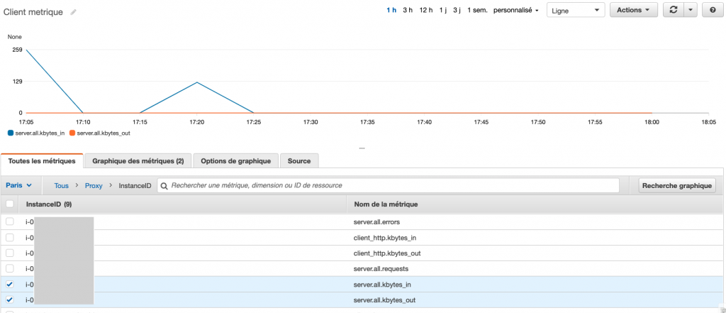 Figure 6: Exemple des métriques Amazon CloudWatch