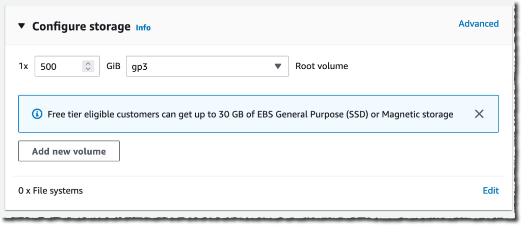 EC2 EBS size selection