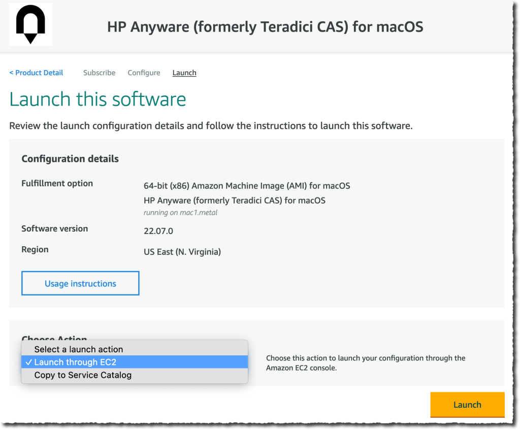 EC2 Mac HP Anyware Marketplace