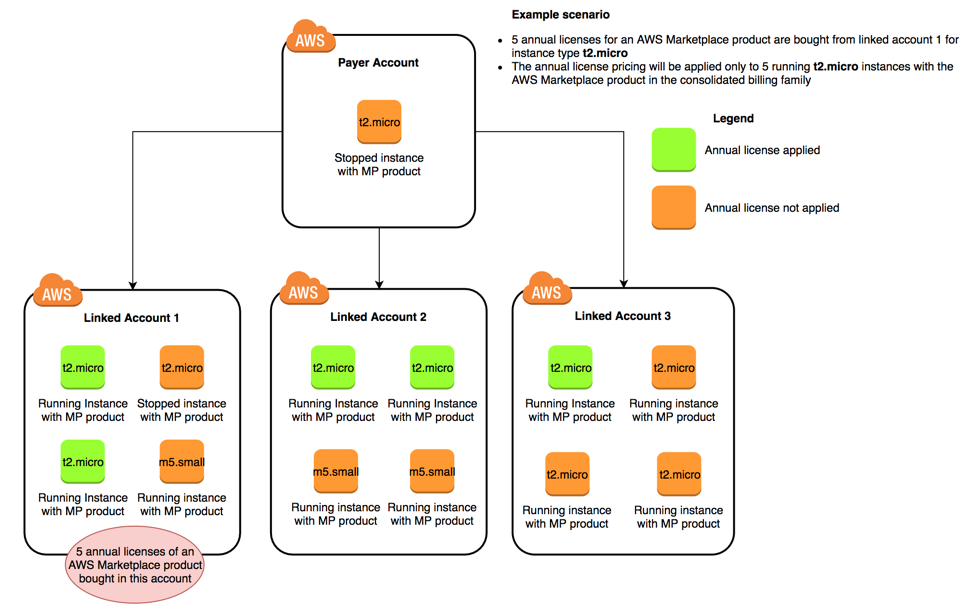 AWS Organizations annual license diagram