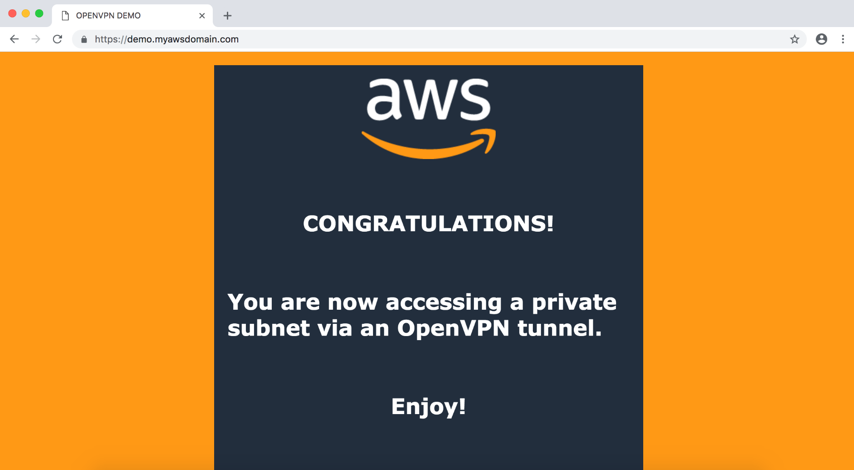 success screen OpenVPN