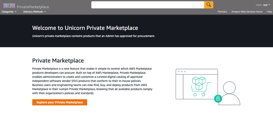 Unicorn Private Marketplace AWS Marketplace