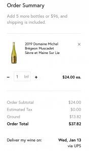 Wine Access Checkout page