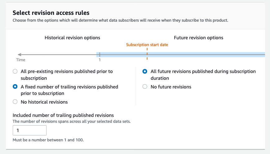 Revision access rules with all future revisions and one trailling revision