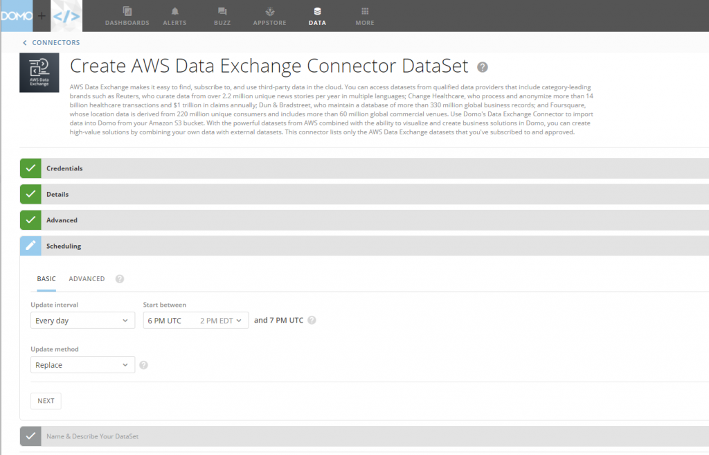 AWS data exchange Connector within Domo