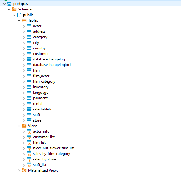 Screenshot of SQL navigation tool verifying that objects were added via the Liquibase Pro deployment