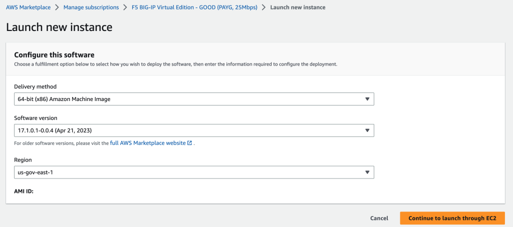 Launching product to GovCloud region from AWS console in standard account