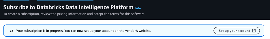 Your subscription is in progress. You can now setup your account in your vendor's website.