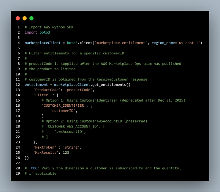 SaaS integration request for get entitlement