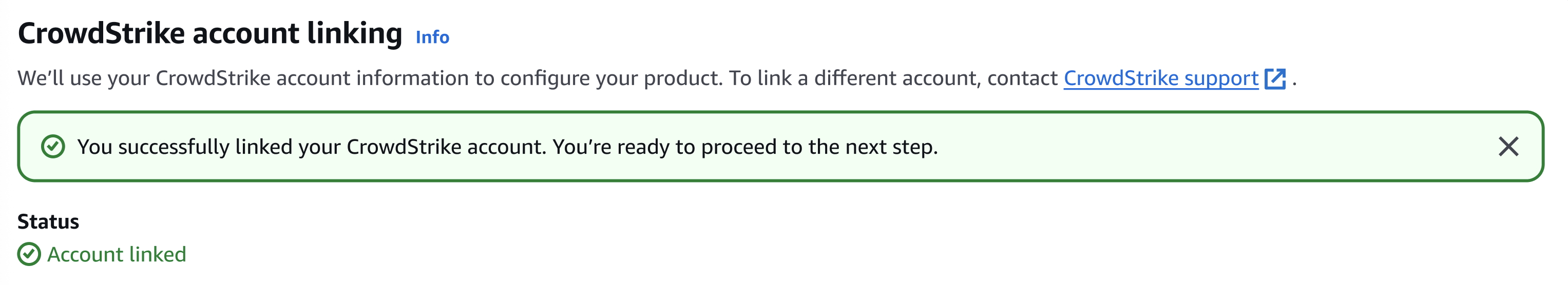 CrowdStrike Account Linking Successful