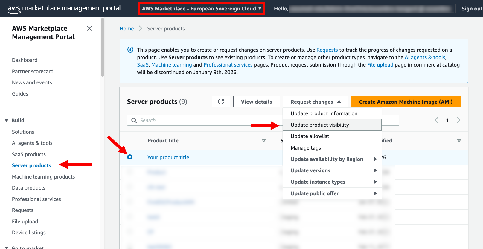 Update product visibility