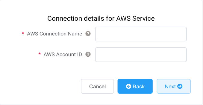Screenshot of the Megaport portal with fields for AWS connection name and AWS account ID
