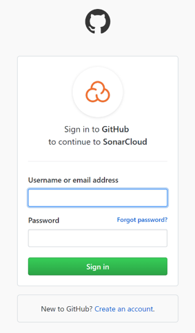 SonarCloud Login screen