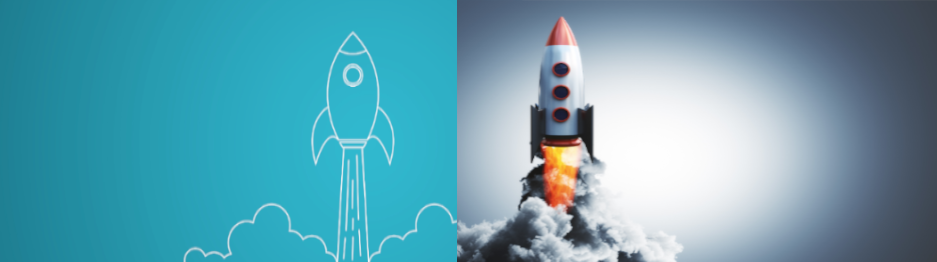 Startup Company rocket and Mature Company rocket