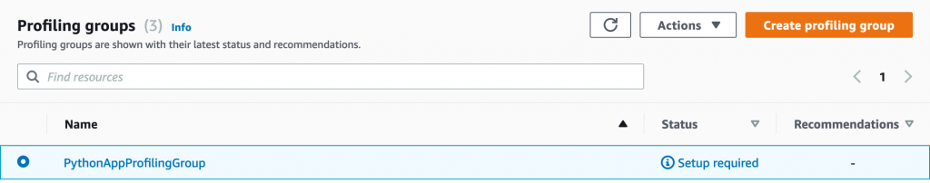 Profiling group setup required