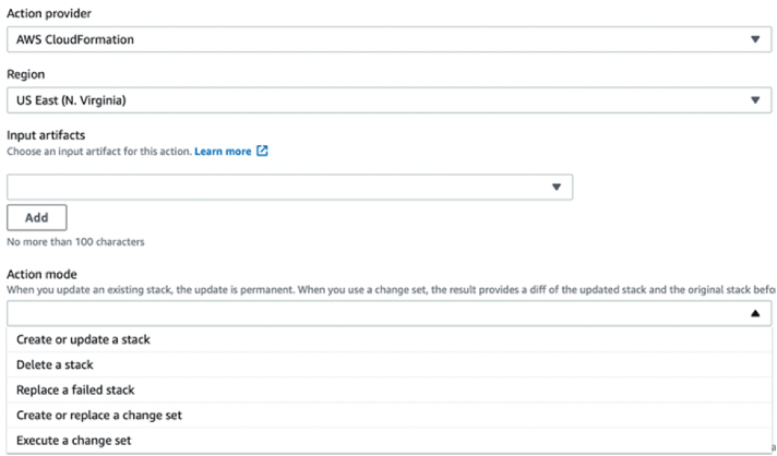 CodePipeline console