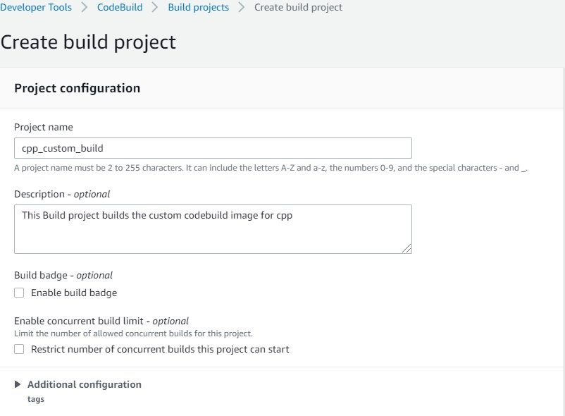 Create CodeBuild project to build custom Docker Image