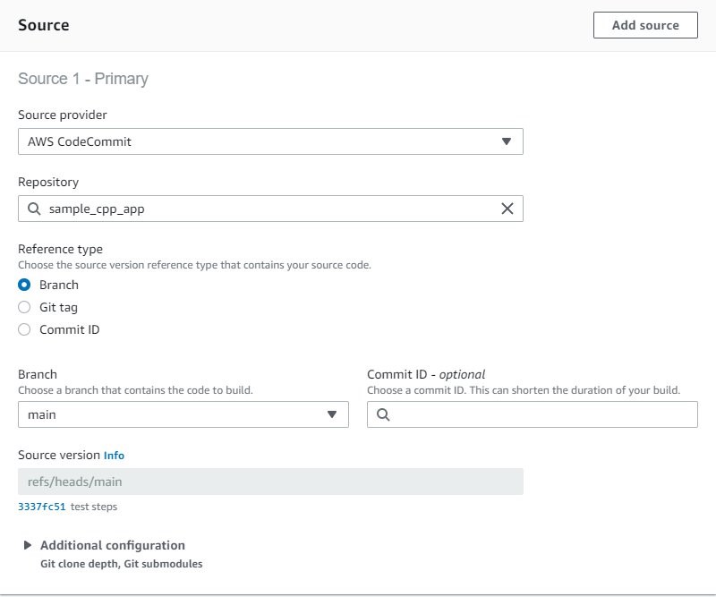 Create CodeBuild project - cpp-test - Source