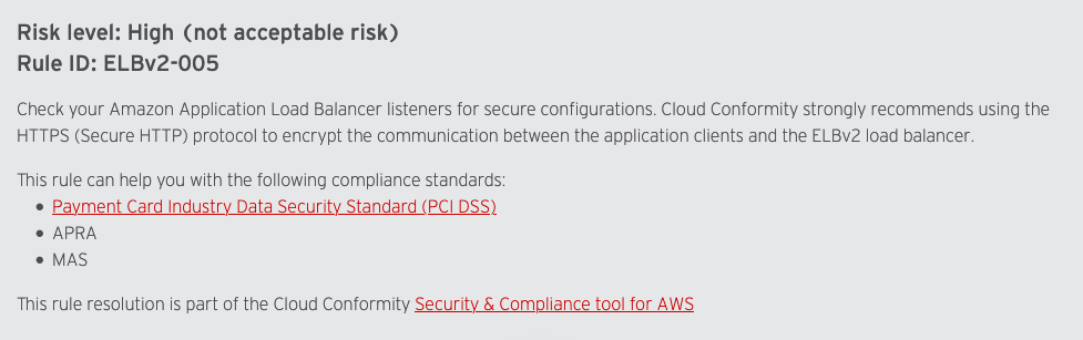 Screenshot of Trend Micro Cloud One Conformity rule from their website