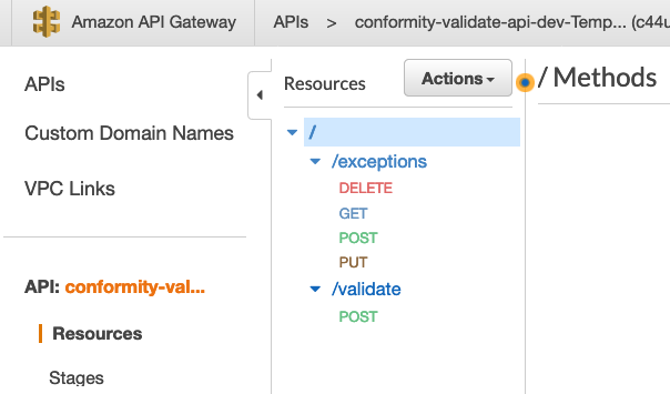 screenshot of API gateway for centralized template scanner api