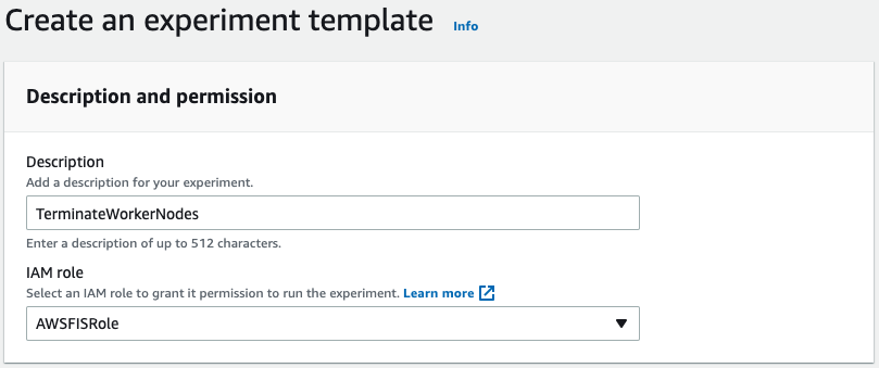 Figure 3: Create experiment template