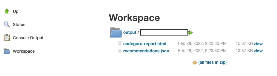 Figure 4: CodeGuru CLI Output