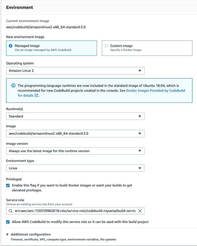 Required environment variables and attributes.