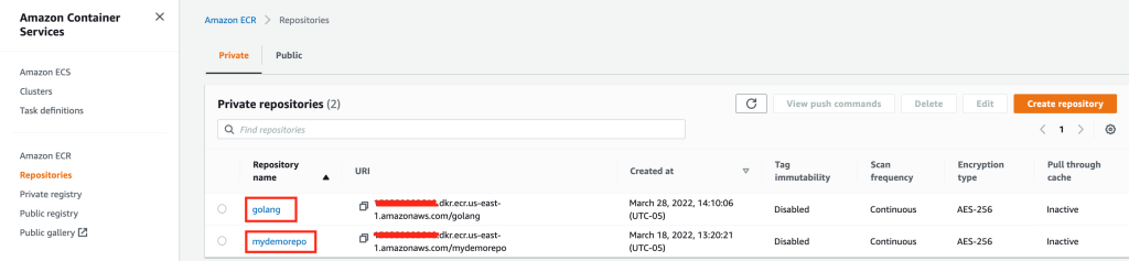 ECR Repositories with Source and Target image