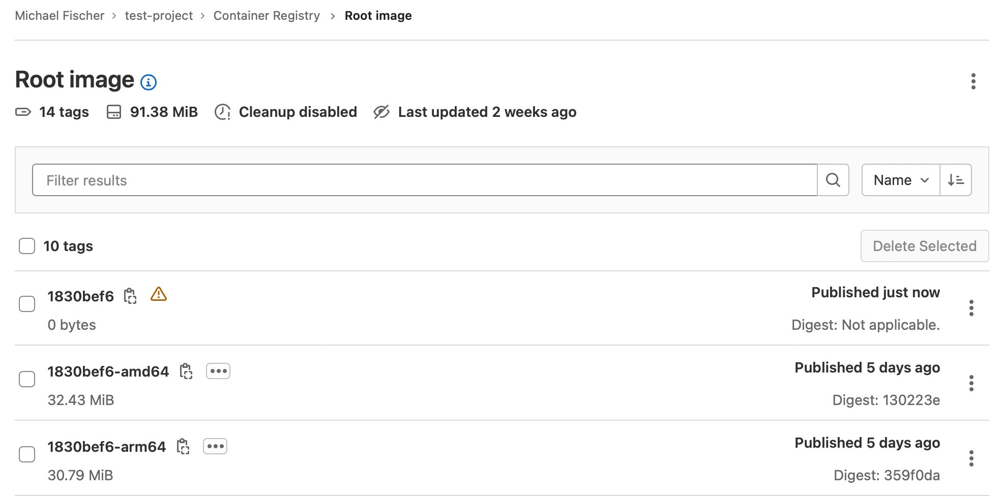 Figure 5. GitLab sample job executions