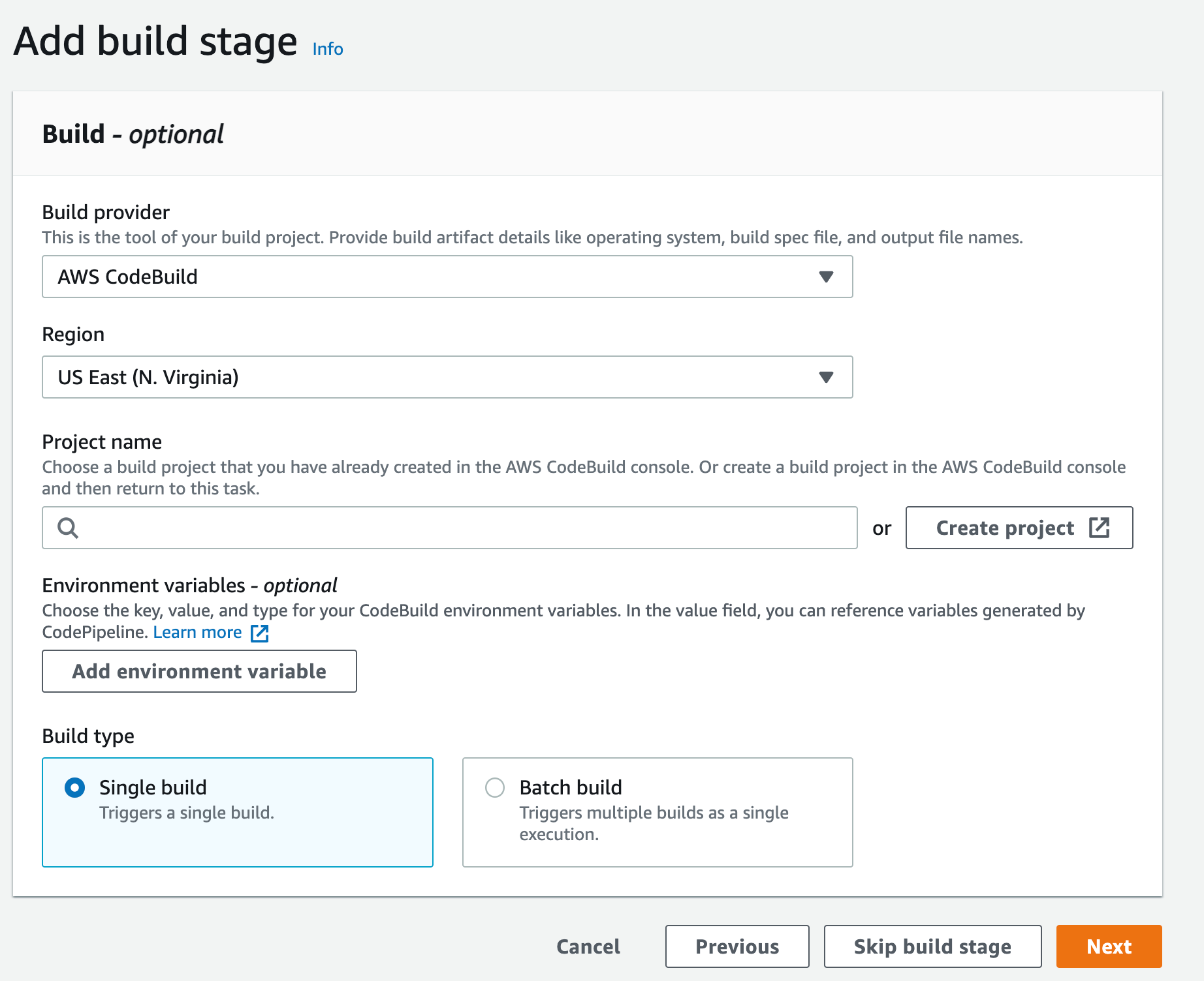 Figure 12. Screenshot: Create pipeline add build stage.