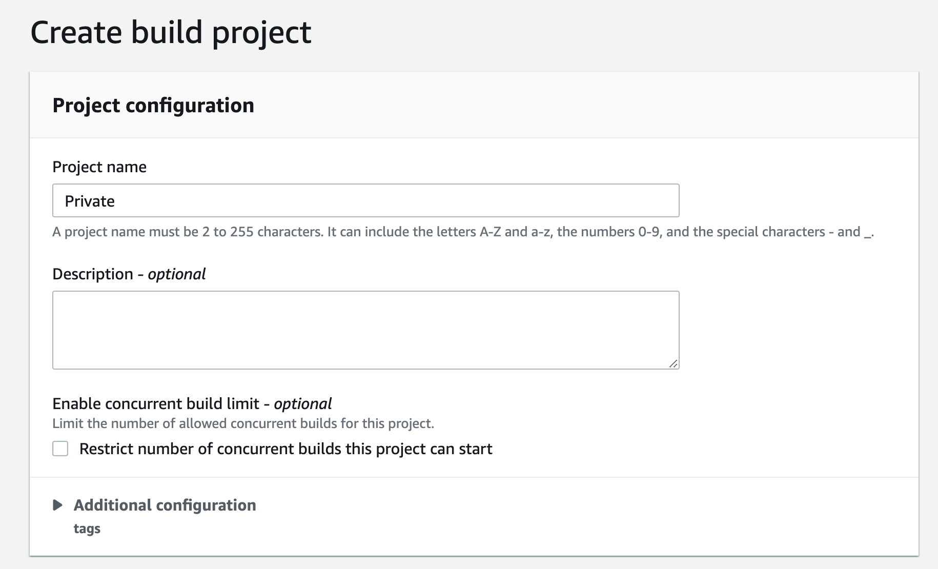 Figure 13. Screenshot: Create pipeline create build project window.