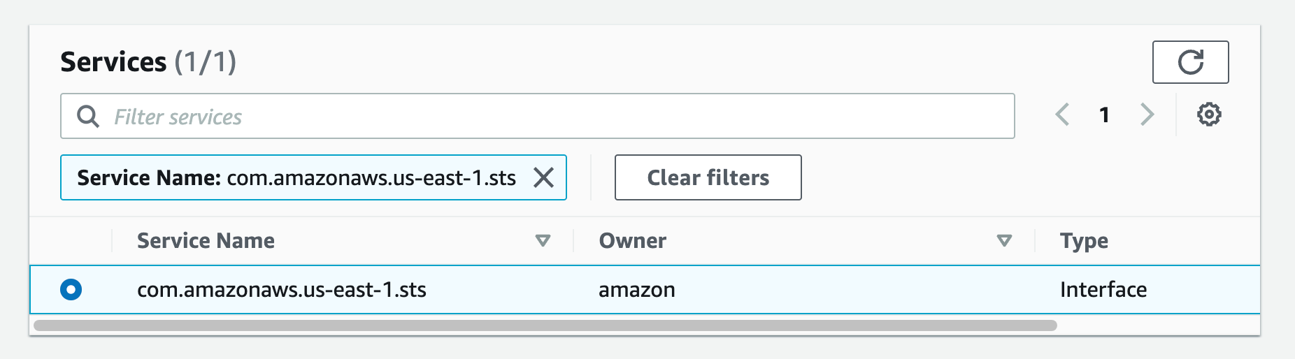 Figure 30.Screenshot: create endpoint select services with com.amazon.aws.us-west-2.codeartifact.repositories selected.