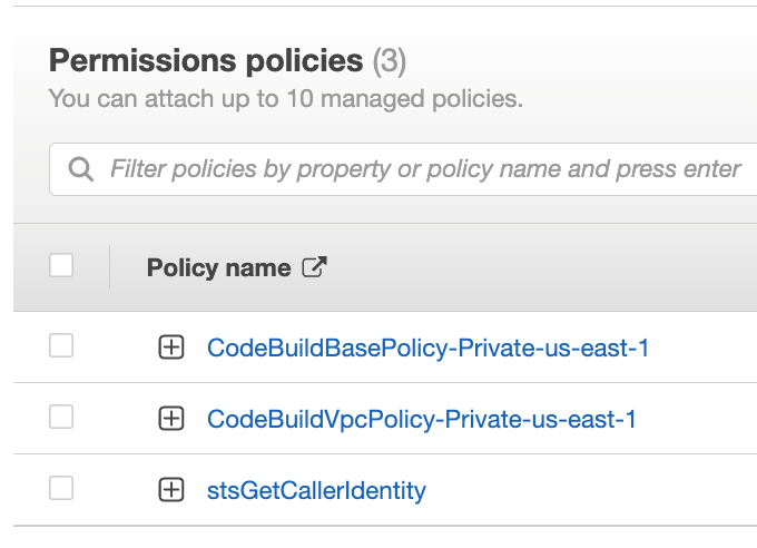 Figure 38. Screenshot: shows the new in-line policy in the list.