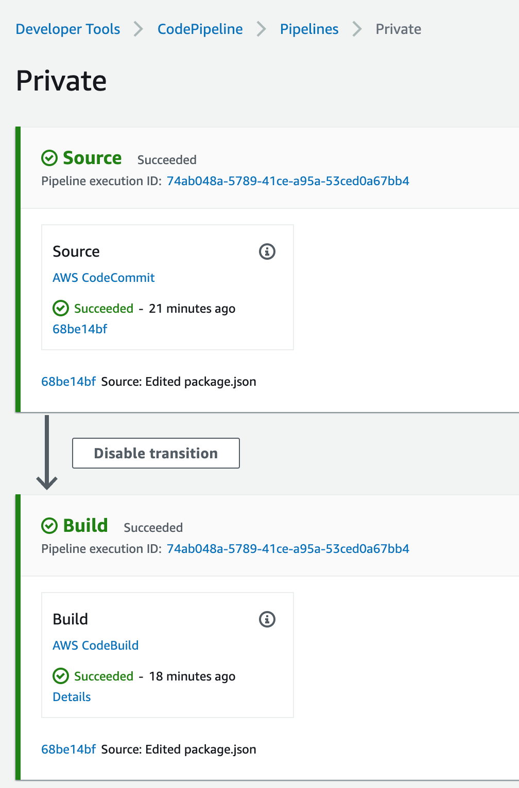 Figure 47. Screenshot: CodePipeline.