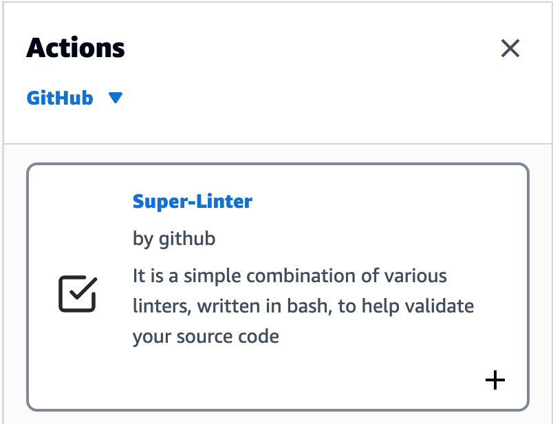 Super-Linter action with add icon