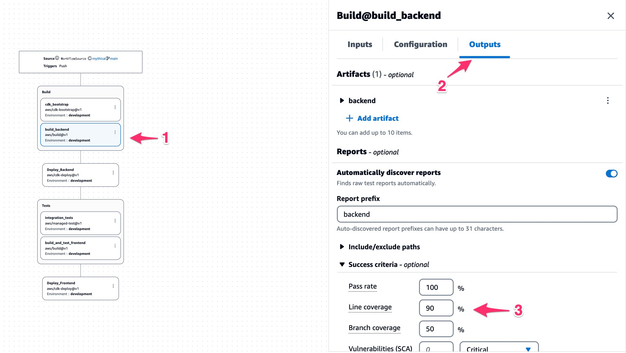 Figure 9. Configuring Code Coverage Success Criteria.