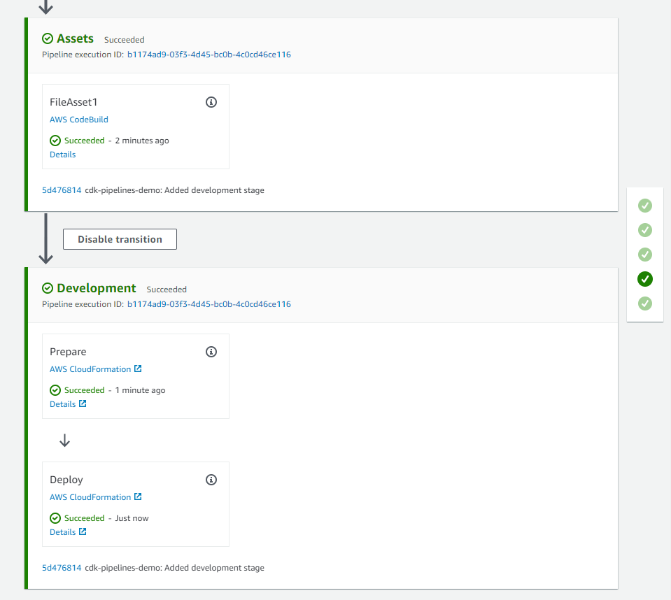 Figure 3: CDK pipeline with development stage to deploy .NET Lambda function