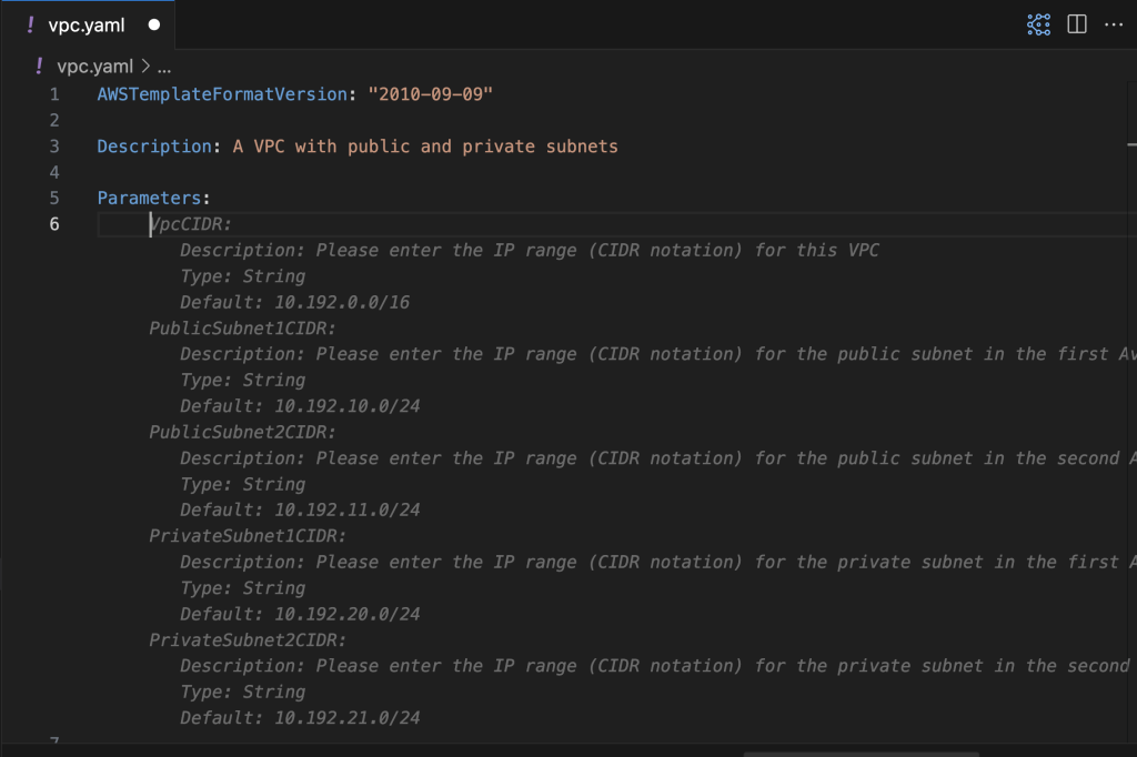 Membuat CloudFormation template dengan deskripsi