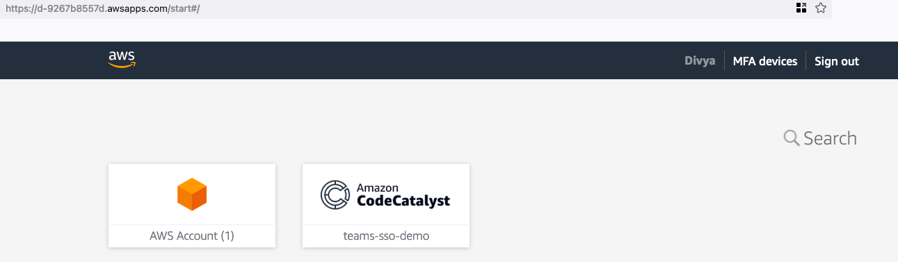 Figure 5: CodeCatalyst Space via SSO