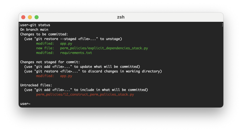 Git Status Command Prompt Output