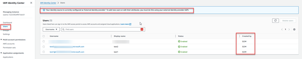 This diagram shows the user console of AWS IAM Identity center application.