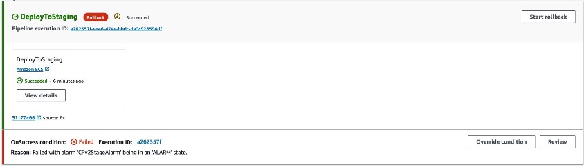 CloudWatch Rule triggering a stage rollback
