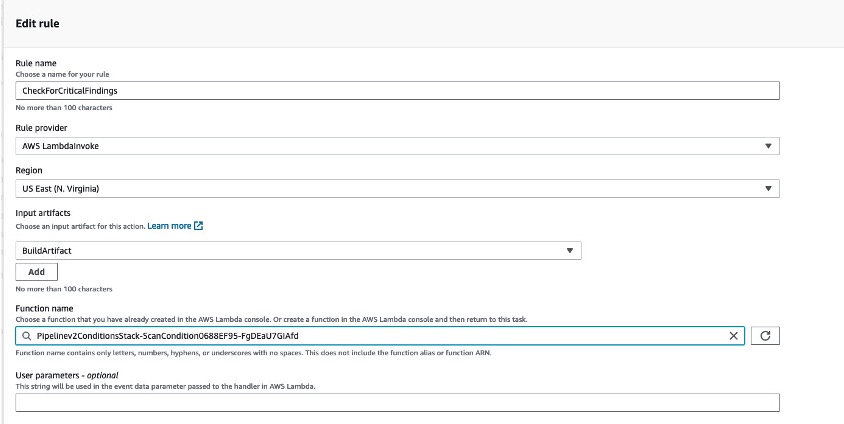 Lambda invoke rule in the console