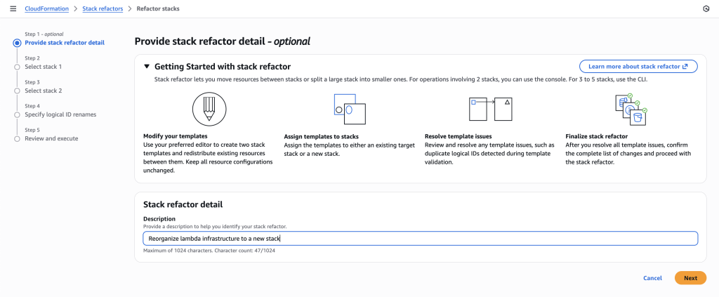 Provide a description to help you identify your stack refactor.