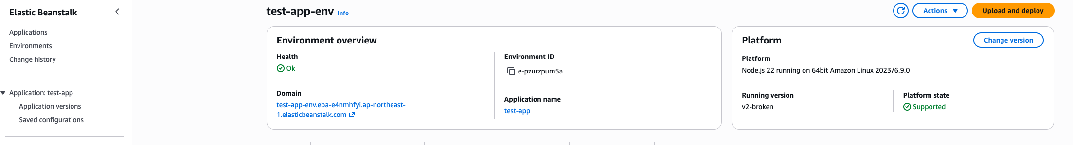 Figure 2 – Environment health showing Ok (Green) status after initial deployment