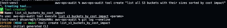 Terminal screenshot showing the output of the "aws-ops-audit unused-buckets" command run in a Python virtual environment. An "Unused S3 Buckets Report" lists four S3 buckets with metadata including name, region, object count, size, last modified date, creation date, and reason for being flagged — either "no activity since [date]" or "empty bucket."