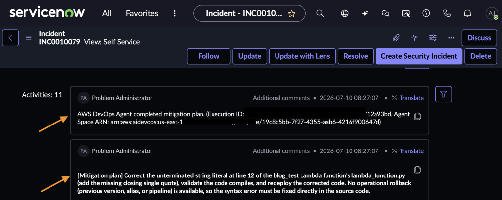 ServiceNow console investigation complete