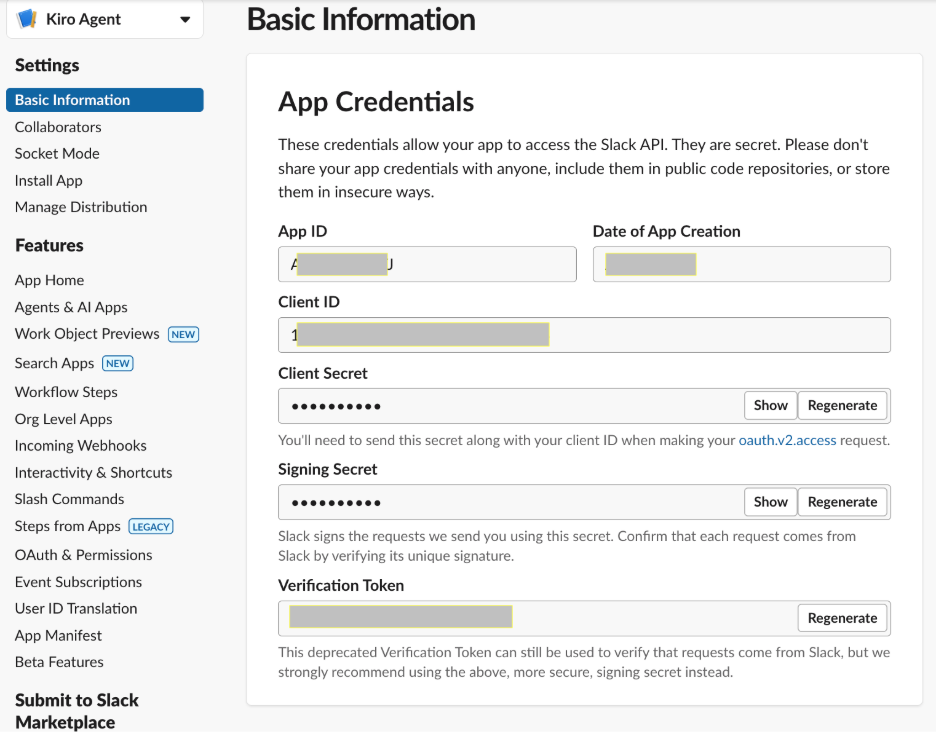 create a slack app
