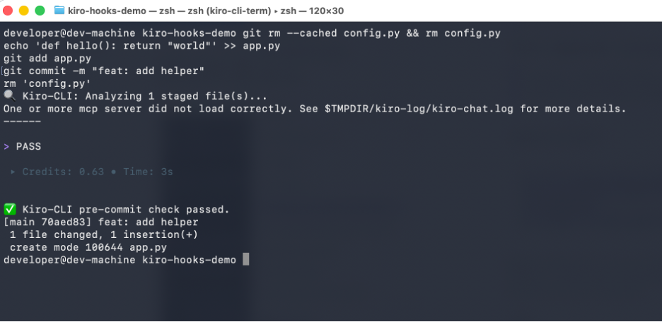 Test 2 - Kiro allows the commit