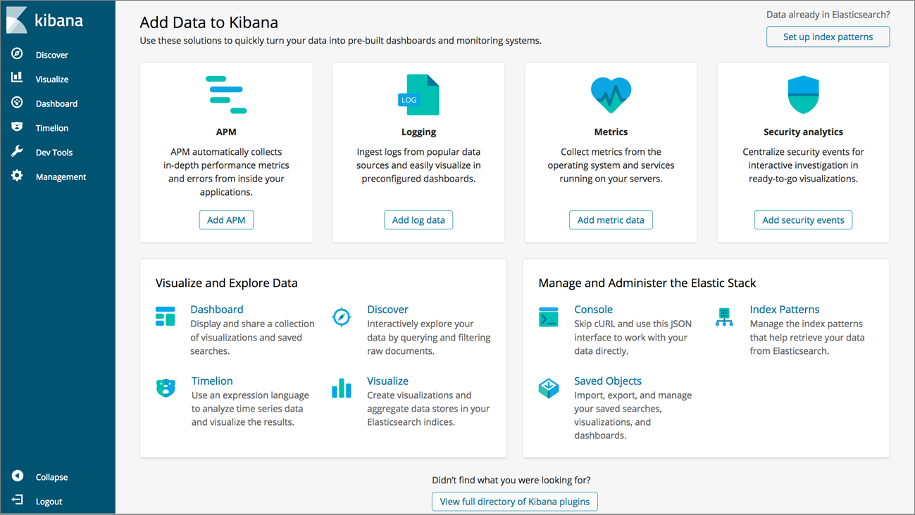 Services running. Index Elastic. Data metrics. Kibana  System requirements. Pattern Index.